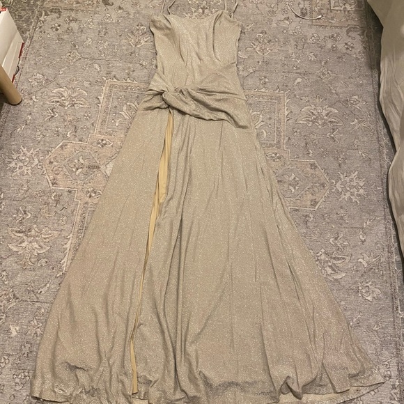 Meshki Champagne Gown with Stretch Sparkle Fabric - Picture 1 of 6